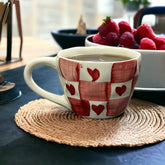 Red Chequered Heart Mug