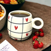 Red Heart Chequered Cuddle Mug