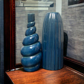 Blooming Line & Glosy Spiral Vase - Shiny Blue Combo