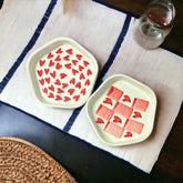 Red Heart & Chequered Heart Snack/Desert Plate Combo