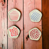 Line & Heart Snack/Desert Plate Combo(Set of 4)