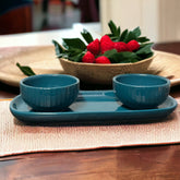 Minimal Green Platter With Two Green Bowls