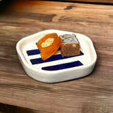 Blue Thick Line Dessert Plate