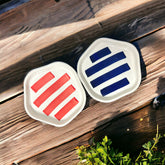 Red & Blue Thick Line Dessert Plate Combo