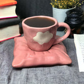 Pillow Dessert Plate With Cloud Cup - Pink