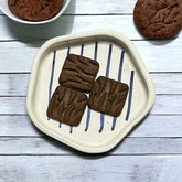 Blue Lined Dessert Plate