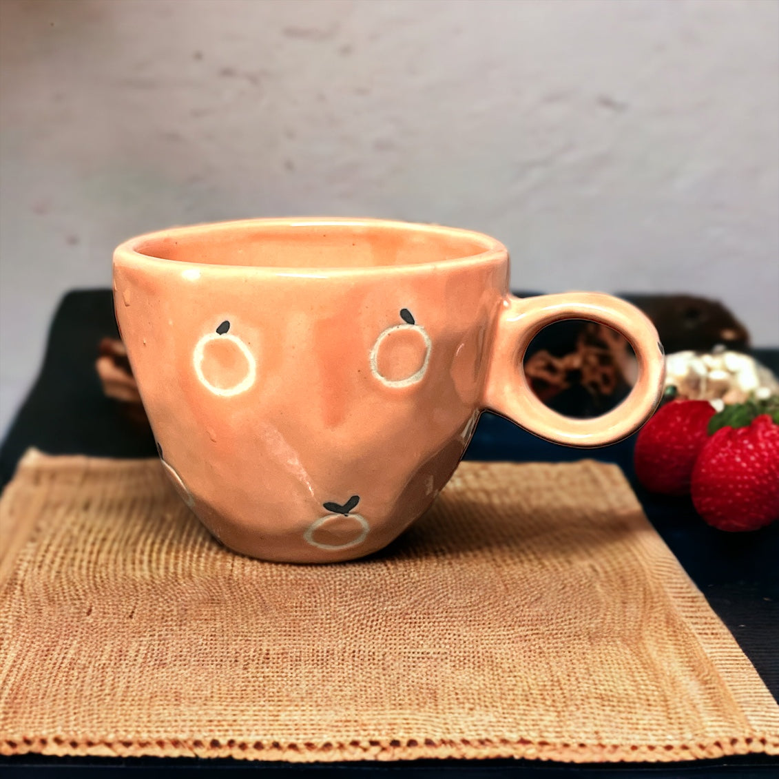 Peach Breakfast Set - Set Of Mug and Bowl