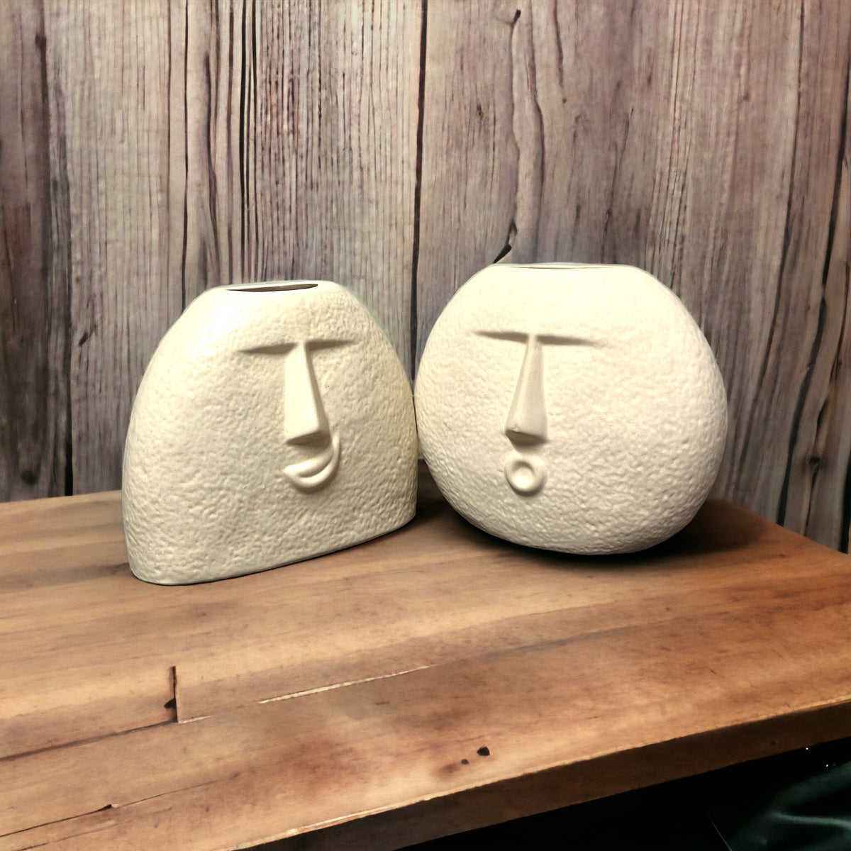 Blowing Kiss & Smiling - Textured Face Vase