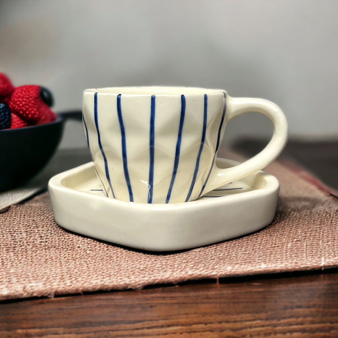 Blue Thin Line Breakfast Set