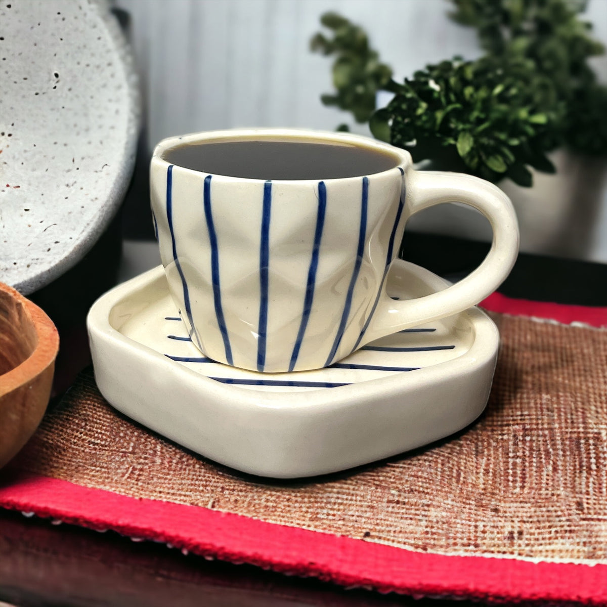 Blue Thin Line Breakfast Set