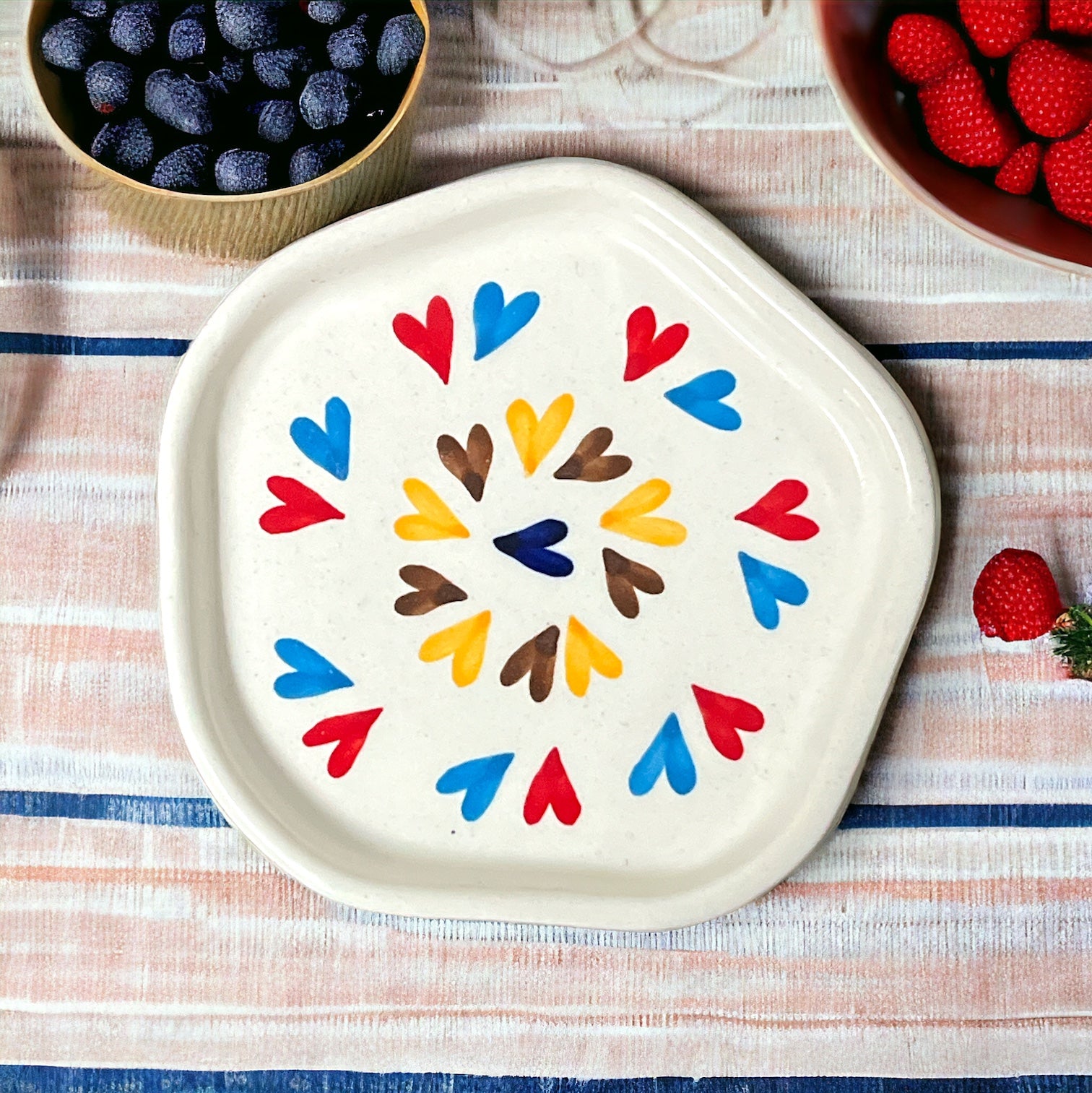 Multi Color Heart Dessert Plate