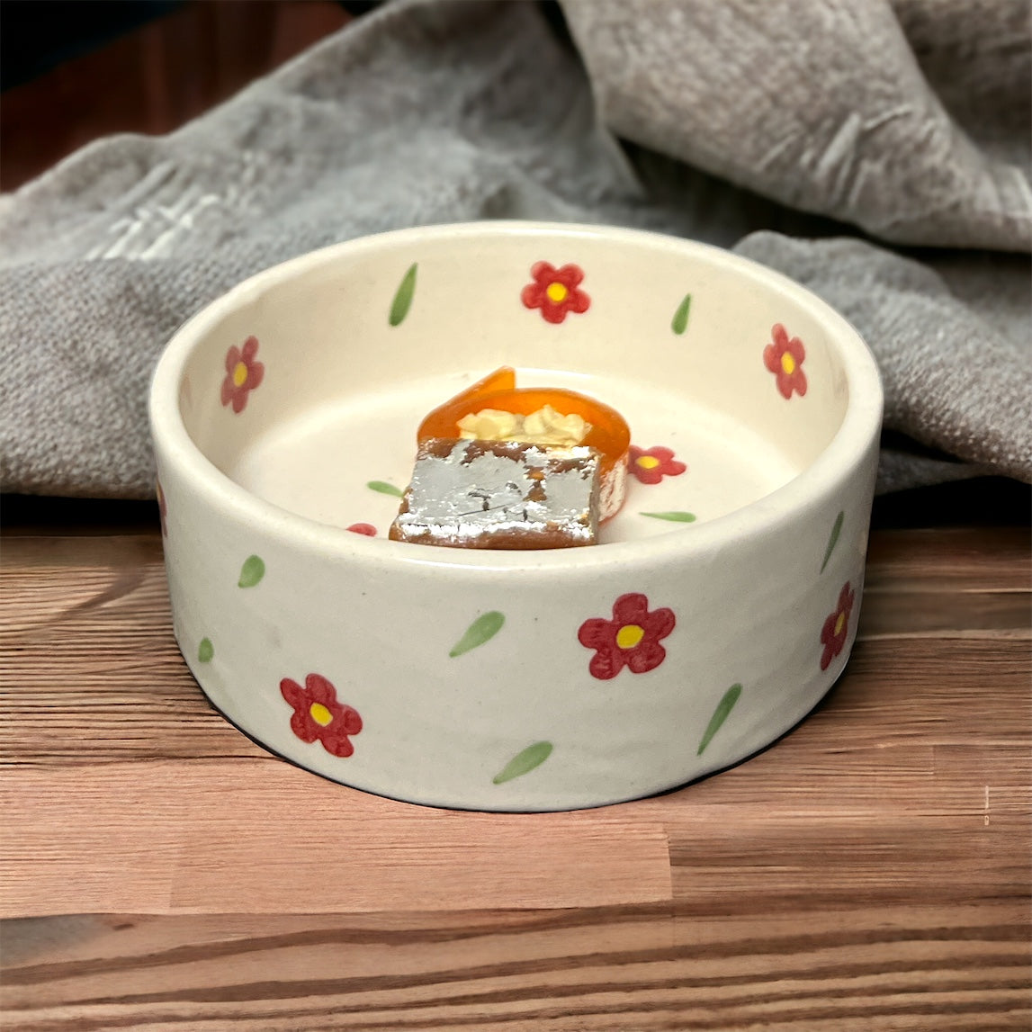 Hand Painted Red Flower Bowl