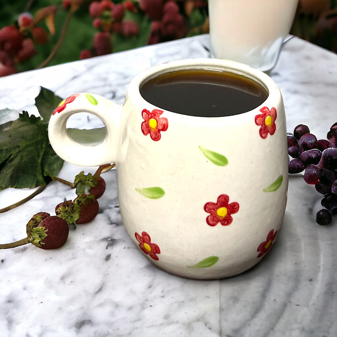 Hand Painted Red Flower Bowl Set