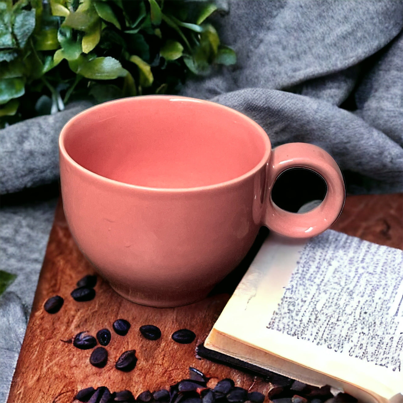 Pillow Ceramic Cup & Saucer Set Combo - Pink & Purple